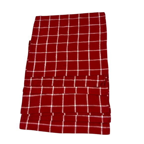 Threshold Napkins 19"x 17.5" Red Plaid Windowpane Set of 7 - Picture 1 of 7